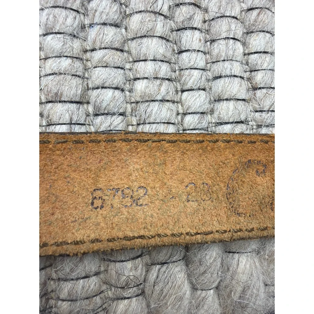 Leather Belt Womens 28 Brown Floral Hand Tooled Western Silver Buckle Vtg